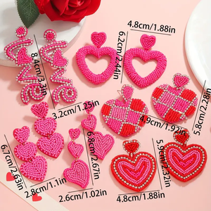 เครื่องประดับทำมือ น้ำหนักเบา สไตล์โบฮีเมียน ประดับลูกปัดรูปหัวใจสามดวง สำหรับวันวาเลนไทน์ งานปาร์ตี้ งานแต่งงาน เครื่องประดับแฟชั่นสำหรับผู้หญิง โดย MULTI CRAFT - Product Image 5