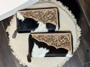กระเป๋าสตางค์แบบบางทำมือสำหรับผู้หญิงหนังวัวแท้, กระเป๋าคลัทช์แบบตะวันตกใส่บัตรทำจากหนังวัวแท้ - Product Image 2