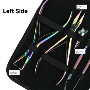 Complete Hair Extension Kit Flat & <b>Crimping</b> Plier Microbeads Remover Hair Pull Loop <b>Tool</b> Curved <b>Wire</b> Loop Comb Raxine Case - Product Image 3