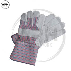 Guantes de Trabajo de Cuero Premium con Palma Reforzada, Correa de Muñeca Ajustable, Puño de Lona Rayado, Diseño Flexible para el Pulgar, Uso Pesado y Multiusos - Product Image 2