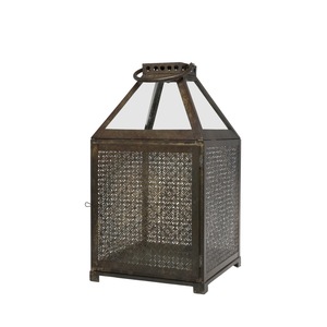 Portavelas de Latón Antiguo con Paneles de Metal Calado para Decoración de Mesa en el Hogar - Product Image 3