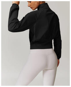 Yoga <b>Jacket</b> Gold Zipper Women <b>Slim</b> Fit Long Sleeved Windproof Yoga Fitness Slimming Tight <b>Fitting</b> <b>Jacket</b> for Outdoor Sports - Product Image 2