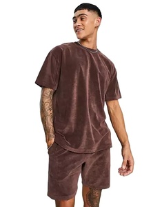 High Quality Custom Men's 100% Wool Velour <b>T</b>-<b>Shirt</b> Short Set Summer Formal Breathable Embroidered Plain Design Stand <b>Collar</b> - Product Image 6