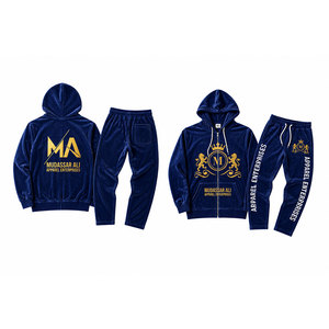 Mudassar for Apparel Enterprises <b>Men's</b> Vintage <b>Navy</b> Blue Hooded Tracksuit Set 100% Polyester 340gsm Lightweight Full Length - Product Image 3
