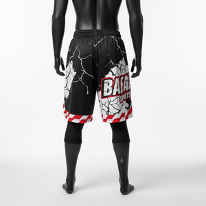 Premium Men Mesh Shorts 140 GSM Breathable Polyester Fabric Black Red <b>White</b> <b>Panel</b> Design Custom Logo Workout Mesh men's shorts - Product Image 2