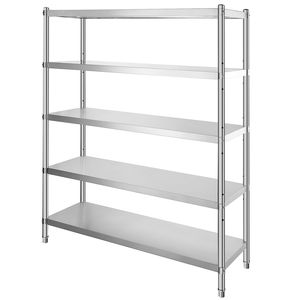 Scaffale a 5 Ripiani in Acciaio Inox 60x18,5 Pollici, Unità di Stoccaggio Regolabile per Cucina e Ufficio - Product Image 1