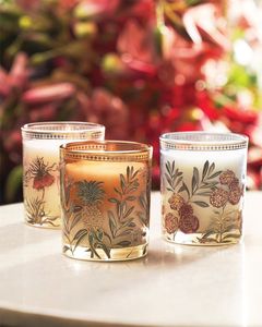 Portavelas de Vidrio Cilíndrico Redondo con Diseño Floral en Relieve, Decoración Aromática para el Hogar, Resistente al Calor - Product Image 6