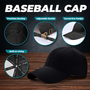 Wholesale Custom Embroidery Cotton Baseball Cap 6 Panel Adjustable Plain Sports Dad <b>Hat</b> OEM Fitted Plain Common Worsted Baseball - Product Image 2