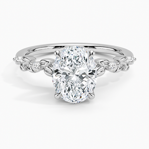 BOJ <b>Ring</b> 0108 Oval Cut 925 <b>Silver</b> Leaves and Buds Setting <b>Solitaire</b> Diamond <b>Ring</b> 2ct D Color VVS1 Moissanite GRA Certified - Product Image 1