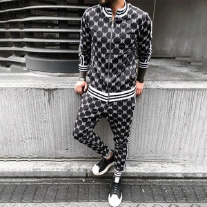 Winter Sale Men's Urban Front Zipper Enclosure Track Suit With Ribbed Hem & Cuff Zip <b>Up</b> Printed Fabric Sublimated Sweat Suit Set - Product Image 5