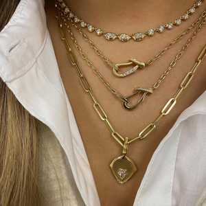 สร้อยคอทองคำแท้ 14K 18K สำหรับผู้หญิง ดีไซน์คลาสสิก พร้อมตัวล็อกแบบห่วง ประดับเพชรแล็บโกรว์  แบบซ้อนชั้น  ขายส่ง - Product Image 4