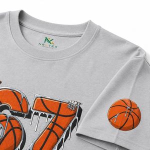 T-shirt surdimensionné personnalisé pour homme, imprimé basketball 67, style décontracté d'été, streetwear hip-hop, en coton respirant, haut graphique - Product Image 6