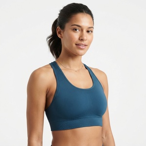 Soutien-gorge de sport personnalisé pour femme, dos nageur côtelé avec coutures, encolure en U, maintien léger, respirant, pour fitness, gym, entraînement et yoga, style crop top - Product Image 4