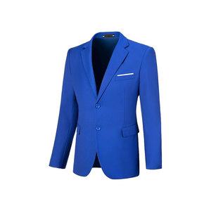 Blazer homme gris clair à col cranté, style britannique, coupe classique, tissu polyester infroissable - Product Image 3