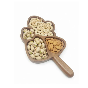 Bandeja moderna hecha a mano con forma de hoja antigua, de madera, para frutos secos, utensilio de cocina con compartimentos para uso en catering. - Product Image 2