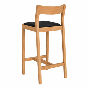 Silla de Bar Contemporánea Sela de Madera de Teca Sólida Premium, Duradera, con Asiento Tapizado - Product Image 2