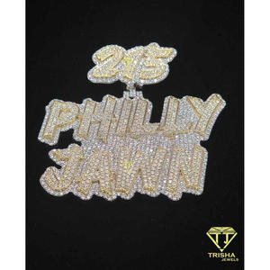 <b>Custom</b> Double <b>Name</b> Pendant With Date Moissanite Diamond 925 Sterling Silver Gold Plated Iced Out Hip Hop <b>Necklace</b> Personalized - Product Image 2