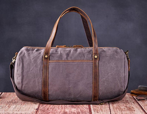 Bolsa de Viaje de Lona y Cuero OEM, Estilo Vintage, Impermeable, para Gimnasio, Deportes, Fin de Semana, LCTB-0006 - Product Image 1