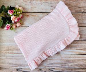 Manta personalizada de muselina de algodón orgánico con volantes Vintage para bebé, suave, perfecta, nueva ropa de cama para niña, regalo, ropa de cama para niños - Product Image 4