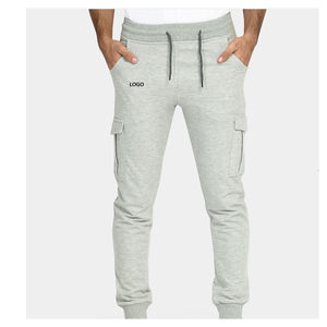 Pantalon de survêtement décontracté pour homme en molleton de coton extensible, coupe ample évasée, anti-plis, respirant, marron uni, très demandé - Product Image 2