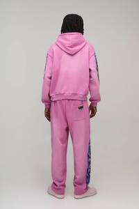 Ensemble de survêtement décontracté pour homme en molleton de coton, avec impression sérigraphiée, personnalisable OEM, style streetwear délavé, comprenant un sweat à capuche et un pantalon de jogging - Product Image 2