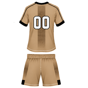 <b>Tan</b> <b>Brown</b> Black Rugby Set Short Sleeve Crew Neck Jersey with Matching Shorts Breathable Team Training Sports Uniform Kit - Product Image 2
