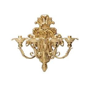 Candelabro de pared de latón macizo dorado de alta calidad, diseño floral, decorativo para la sala de estar del hogar. - Product Image 1