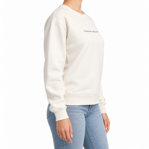 Sudadera de Mujer de Algodón 100% de Calidad Premium OEM, con Logotipo Impreso en DTF Personalizado, Color Sólido, Hombros Caídos, Estilo Urbano - Product Image 2