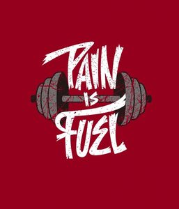 Débardeur rouge pour femme, imprimé « Pain Is Fuel » et haltères, col rond, sans manches, gilet de sport respirant en coton tricoté avec logo frontal - Product Image 2