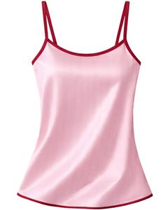 <b>Light</b> Pink Red Satin Women Pajama Set Silk Sleepwear Spaghetti Strap Cami And Shorts Soft Luxury Nightwear Summer <b>Lounge</b> Set - Product Image 2