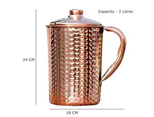 Ensemble de carafes en cuivre avec ouverture large pour un remplissage facile, ensemble de service d'eau en métal avec verres, durable, réutilisable, pour la cuisine et la salle à manger. - Product Image 6