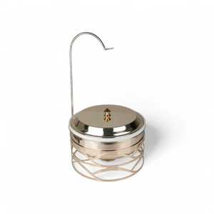 Moderno calentador de alimentos cónico blanco crema con tapa puntiaguda dorada y base perforada para catering de buffet de boutique - Product Image 1