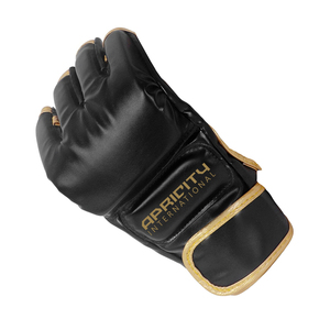 Gants de MMA en cuir PU en gros avec fermeture auto-agrippante réglable, légers, protection UV, matériau durable, couleur noire, unisexe - Product Image 3