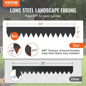 6-Pack Steel Landscape <b>Edging</b> 40\" L X 6\" H <b>Strips</b> 8 Hammer-in Border Clips Bendable <b>Metal</b> Garden <b>Edging</b> for Garden Supplies - Product Image 2