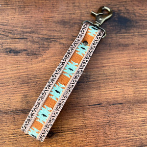 คลิปหนีบสายคล้องข้อมือหนังวัวพร้อมสายคล้องข้อมือลายอานม้าทำจากหนังวัวคุณภาพสูงแบบตะวันตก - Product Image 4