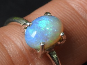 Solid Australian <b>Opal</b> Classic <b>Ring</b>-Multi Fire 925 Sterling Silver Prong Setting-Third-Party Certified October Birthstone 6.5US - Product Image 2