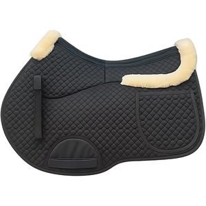 English Jumping Saddle Pad with Sheepskin Trim Lambskin Wool Fleece Lining Square Design for <b>Equestrian</b> Riding (Customizable) - Product Image 1