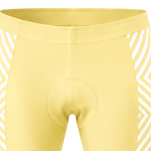 Ensemble de maillot et short de cyclisme personnalisé jaune clair et blanc, manches courtes, fermeture éclair intégrale, séchage rapide, rembourré, uniforme de vélo, équipe de course, sports - Product Image 5