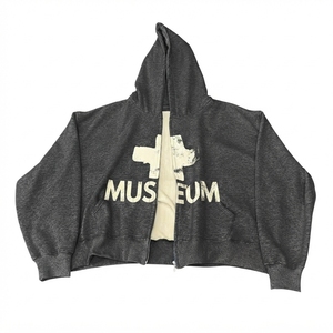 Sudadera con capucha con cremallera y logotipo del museo para hombre, de algodón oversize, felpa francesa, informal, estilo urbano de otoño - Product Image 1
