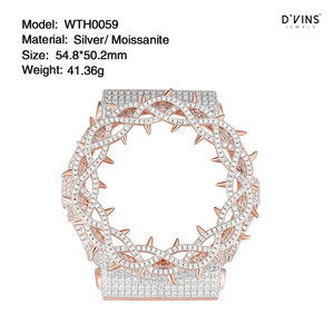 Bisel de reloj D'VINS de plata con moissanita, tono oro rosa, diseño de espiga, accesorio para reloj de pulsera estilo Hip Hop - Product Image 2