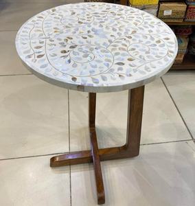 Table basse en nacre de qualité supérieure Mobilier rond antique moderne pour la maison et le bureau Design unique - Product Image 3