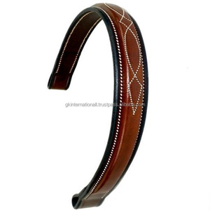프리미엄 이탈리아 가죽 스트레이트 스퀘어 모든 크기와 맞춤형 루프의 멋진 스티치 패딩 가죽 말 브로우 밴드 - Product Image 2