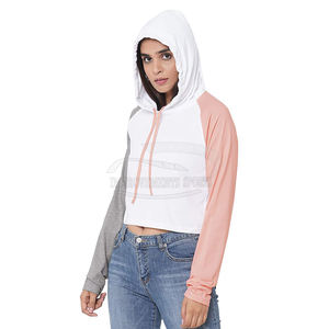 Venta al por mayor de manga larga de cuello redondo Crop Top Casual Solid Loose Fit Hoodie Classic Streetwear Top para las mujeres - Product Image 1