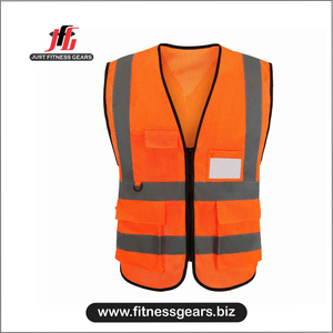 JUST FITNESS GEARS Gilet de travail réfléchissant à capuche longue pour homme, logo personnalisé, 100% polyester, haute visibilité, poches zippées - Product Image 6
