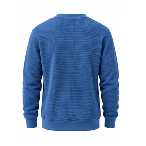 <b>Men</b> Waffle Knit Sweatshirt <b>Long</b> <b>Sleeve</b> Crew Neck Pullover Casual Thermal Textured <b>Top</b> Embroidered Eco-Friendly Custom OEM - Product Image 3