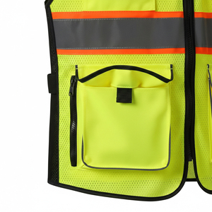 Chaleco de Seguridad de Malla de Poliéster de Alta Visibilidad, Transpirable, Antiarrugas, con Múltiples Bolsillos y Tiras Reflectantes para Hombre - Product Image 6