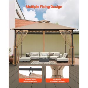 Rete di Ricambio 10x12x7.3 FT per Gazebo da Giardino, Tenda a Rete a 4 Pannelli per Pareti Laterali, Adatta alla Maggior Parte dei Patio - Product Image 3