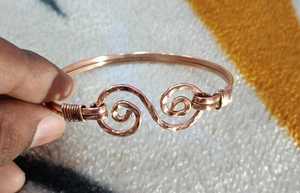 Handmade <b>Copper</b> Wire Wrapped <b>Bangle</b>: Rustic Hammered Boho Bracelet - Product Image 4