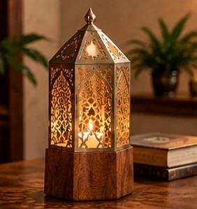Moroccan Iron LED <b>Lantern</b> Handmade Hollow Metal Candle Holder <b>Battery</b> <b>Powered</b> Table Lamp Antique Eco-Friendly Home Decoration - Product Image 1