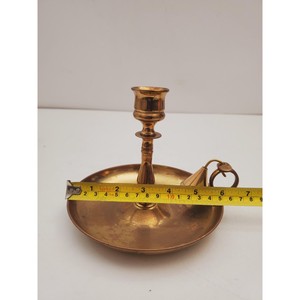 Brass <b>Candlestick</b> <b>Holder</b> with Tray Durable Handmade Eco-Friendly Heat Resistant Home Decoration Metal Candle Stand - Product Image 3